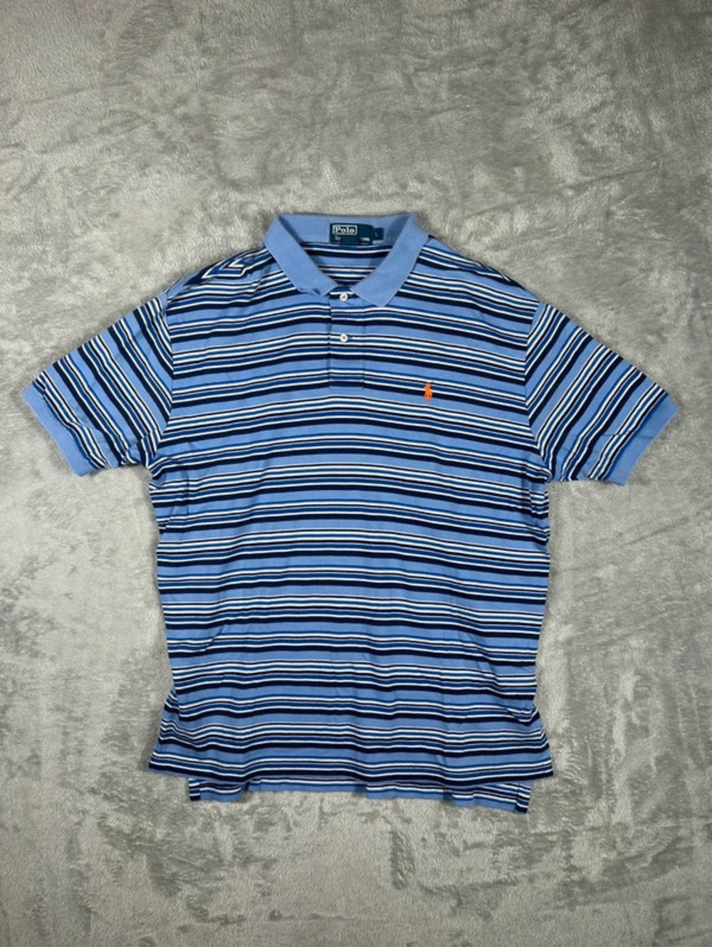 polo ralph lauren striped polo shirt L blue